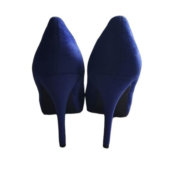 Blue Faux Suede Stiletto Heels - Picture 5 of 6